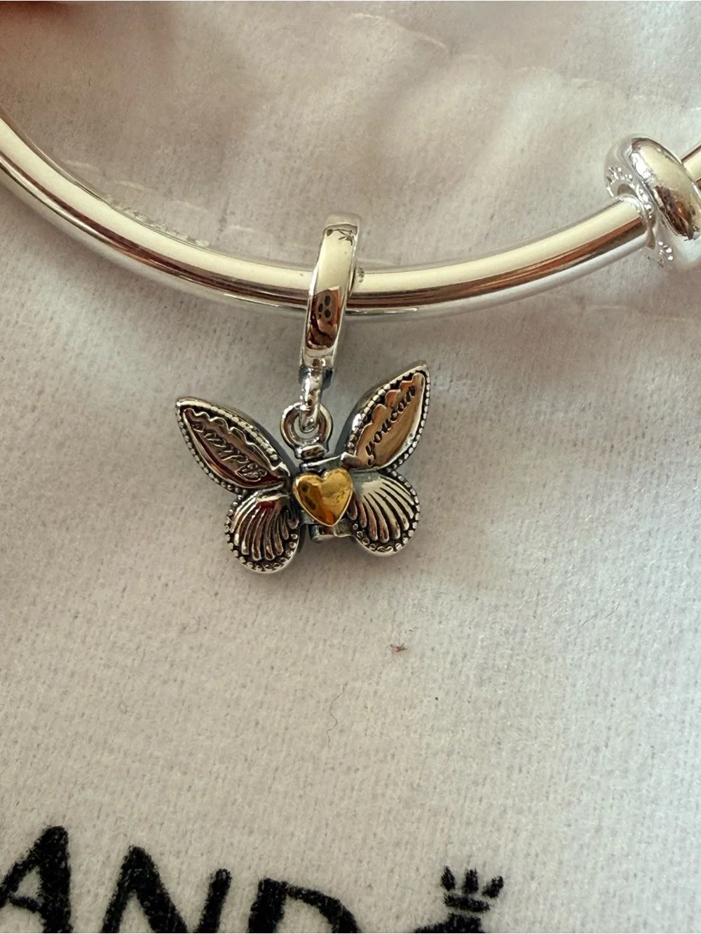 Pandora Blue Green Enamel Butterfly Dangle Charm